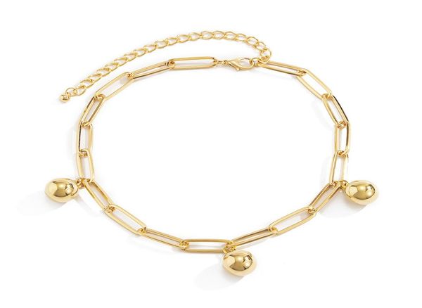 

chains summer trend punk simple metal ccb ball female short necklace single layer gold chain clavicle for women jewelry gift6981410, Silver