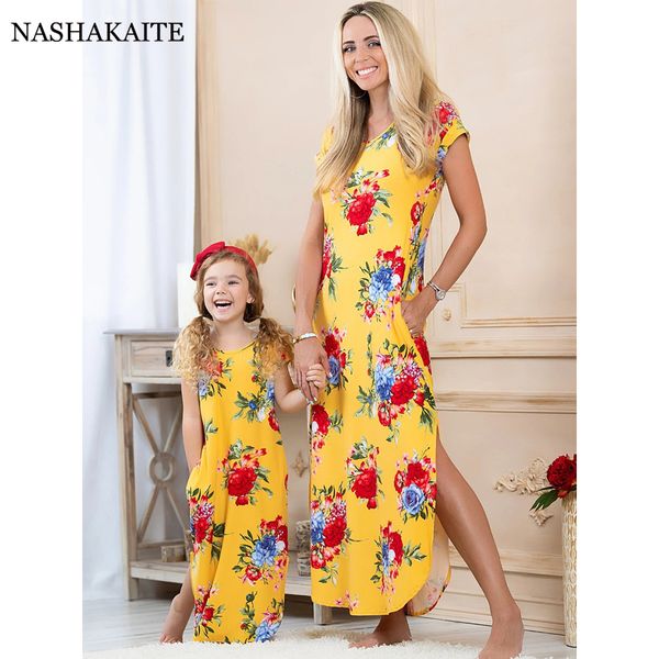 

family matching outfits summer matching family outfits mom and daughter british round neck hem slit women s dress for mommy me clothes 23072, Blue