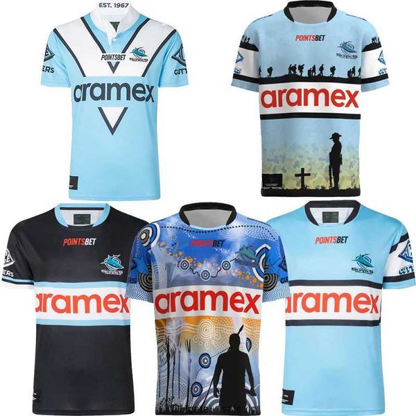 

2023 australia cronulla sharks rugby jersey indigenous men's shirt delivery size s-5xl, White;black