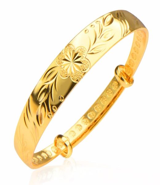 

new fashion bracelet flower pattern adjustable gold ladies bangle elegant simple brand jewelry beautiful collocationbr700954822117, Black