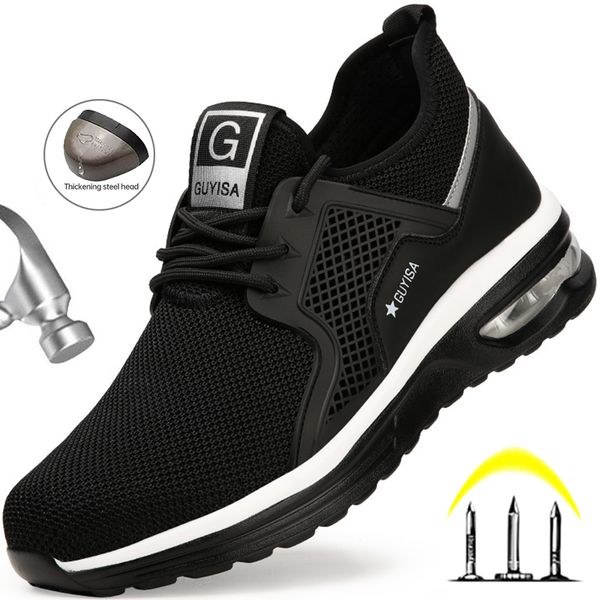 

dress shoes safety footwear man work sneakers punctureproof indestructible men boots steel toe drop 230725, Black
