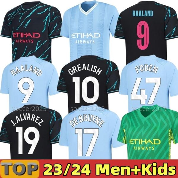 

23 24 rodrigo haaland mans cities soccer jerseys phillips grealish de bruyne foden 2023 2024 manchesters football shirts men kids kit alvare, Black;yellow
