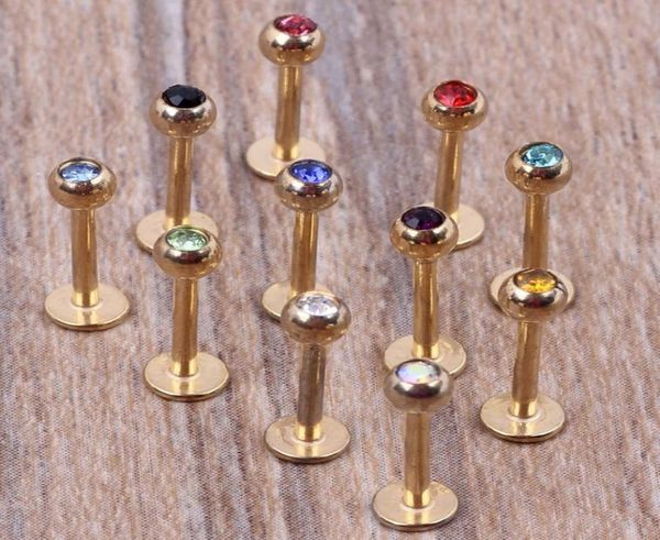 

gold lip bar 100pcslot mix 7 colors steel body jewelry piercing lip ring labret6853222, Black