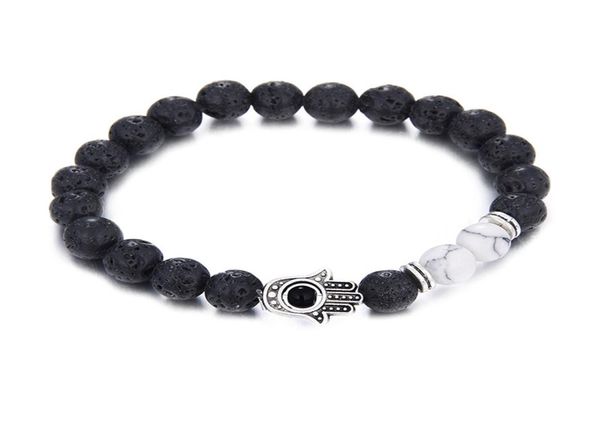 

natural lava stone prayer beads beaded bracelet hamsa hand charms fatima palm bracelet women men fashion antifatigue diffuser jew5586930, Golden;silver