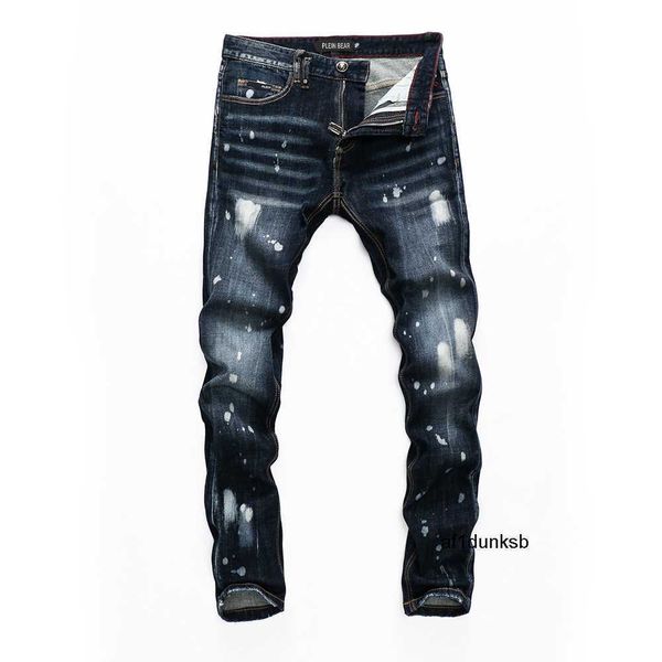 

denim plein design philipps moto men's distressed jeans 157493 bear mens classic ripped fashion skinny pp biker man rock, Blue
