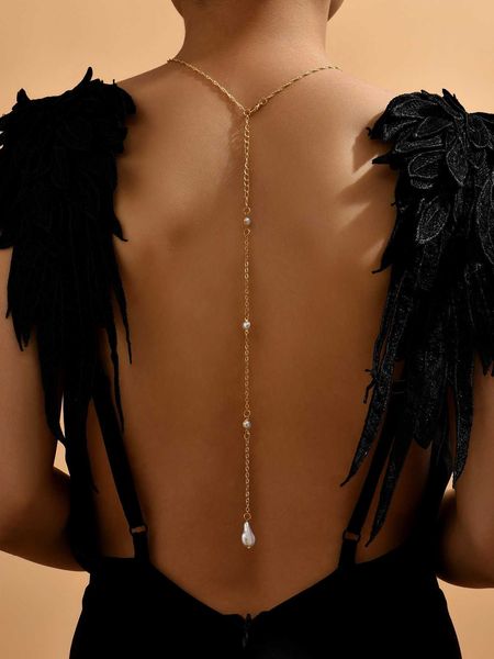 

women's accessories faux pearl charm y lariat necklace, Silver