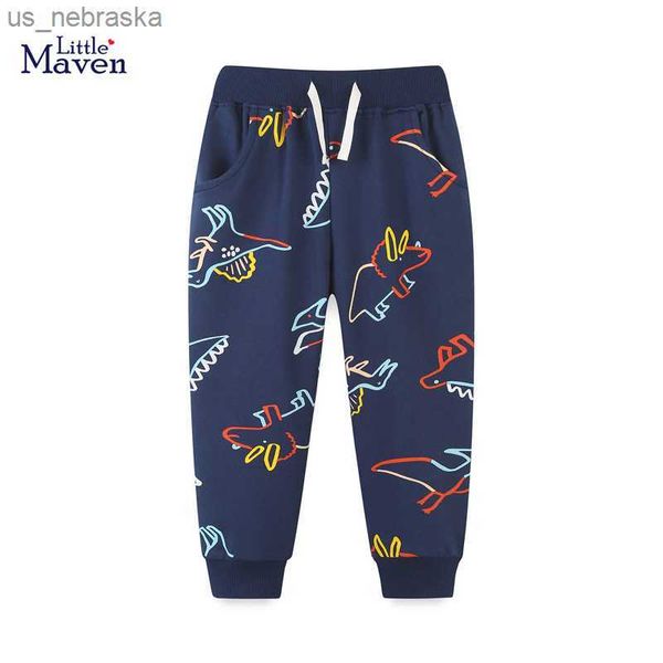 

little maven boys casual pants dinosaur print baby boys trouser cotton little kids sweatpants for cotton child pants l230518, Blue