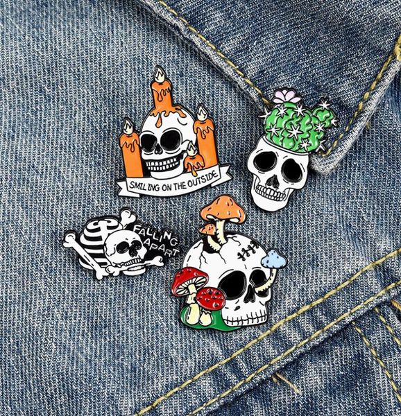 

punk skull halloween enamel brooches pin for women girl fashion jewelry accessories metal vintage brooches pins badge whole gi2939622, Gray