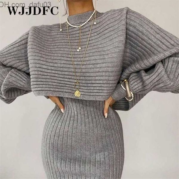 

two piece dress two piece dress women elegant slim sets female sweater autumn winter high waist knitted ensemble femme medium long party es, White