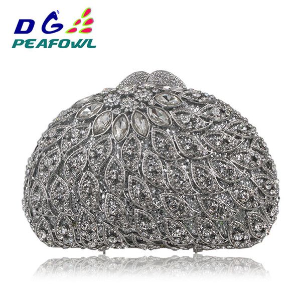 

evening bags dg peafowl wedding clutches with long chain women clutch hollow out crystal bag golden party purse ladies 230725