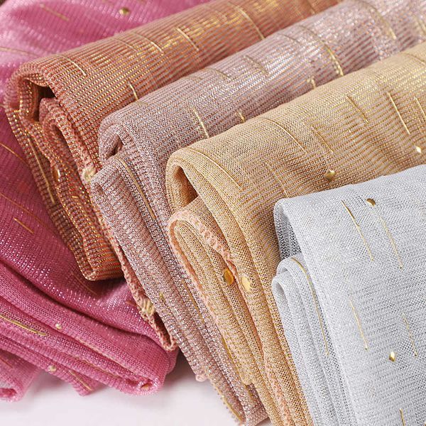 

70*175cm stretchy gold yarn islamic scarfs muslim beading hijab scarf with pearls foulard femme musulman arab headscarf1, Red;brown