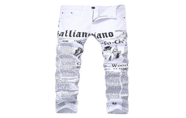 

streetwear men jeans casual mens hip hop pants printing design white straight jean for male denim trousers4183842, Blue