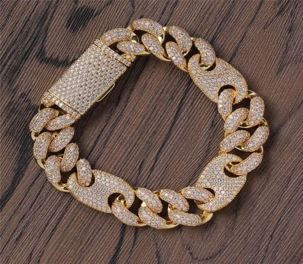 

16mm 78inch new fashion design gold plated micro setting cz cuban bracelets chains for men fashion hip hop jewelry gift4780253, Black