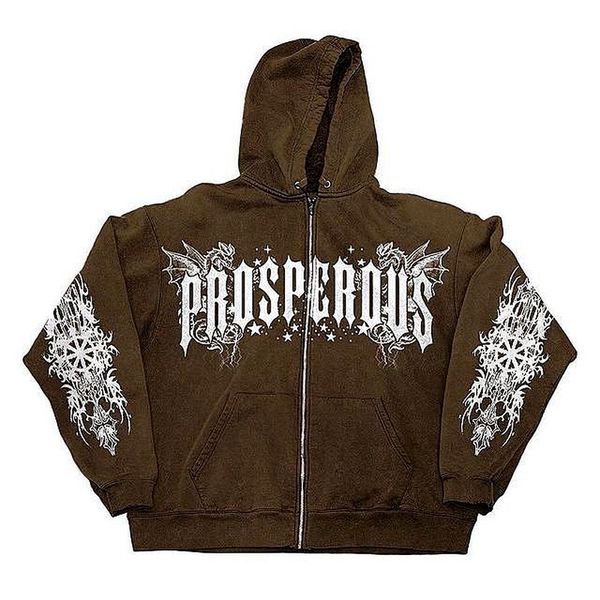 

womens hoodies sweatshirts american retro alphabet print zipper hoodie women y2k gothic street harajuku oversized sweatshirt longsleeved 230, Black