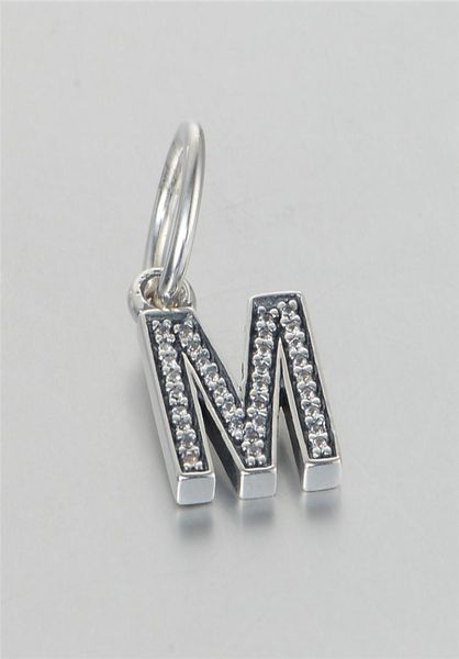 

pave clear crystal alphabet charm pendants bead 925 sterling silver dangle letters m beads for diy brand charms bracelets jewelry5028991, Black