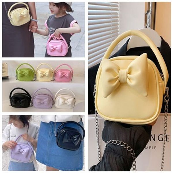 

mini girls chain purse baby princess handbag cute children bowknot totes kids message bags, Black
