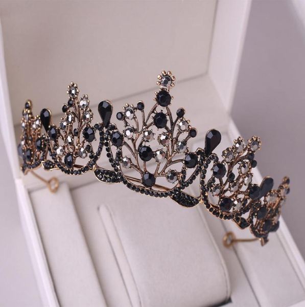 

2021 cute baroque princess headpieces black rhinestone bridal tiara wedding 18th birthday queen crown formal party accessories5361351, Silver