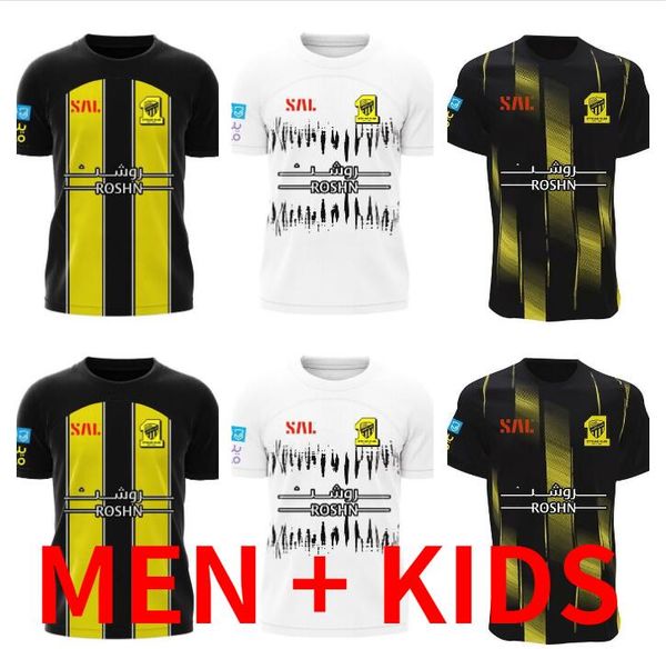 

benzema 2023 2024 al ittihad soccer jerseys 23/24 hamdallah romarinho camara home away jerseys costa coronado hegazy pre match training jers, Black;yellow