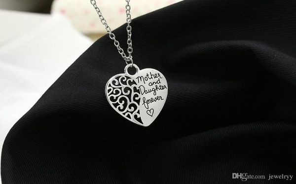 

alloy hollow love heart pendant necklace silver mother and daughter forever heart necklaces jewelry for mothers0391188102