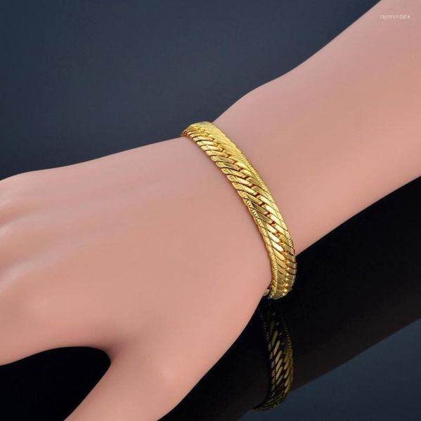 

link chain gold bracelet men jewelry silver color 8mm 21/22cm male hand wholesale pulseras braslet for menlink raym222004102, Black