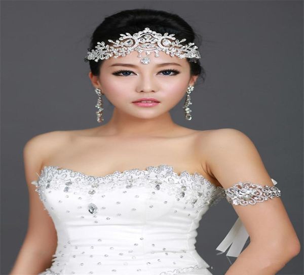 

vintage wedding bridal bridesmaid crystal rhinestone diamond forehead hair accessories tassel headband crown tiara princess headpi8971281, Silver