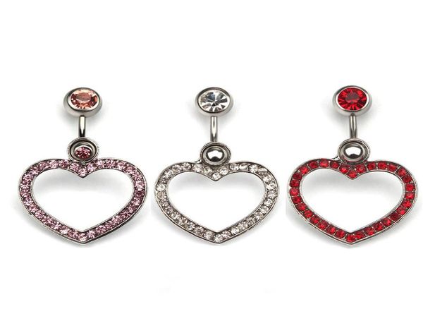 

d0003 heart belly navel ring mix colors0123456789101121132, Silver
