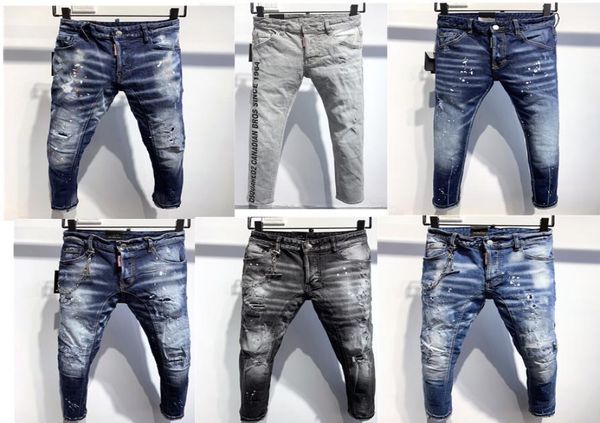 

italian brand fashion jeans luxury designer men denim biker jeans embroidery pants fashion holes trousers italy size 48486900, Blue