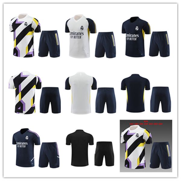 

2023 2024 soccer tracksuits sets real madrids tracksuit set 23/24 benzema men and kid football kit chandal futbol survetement madrides train, Black