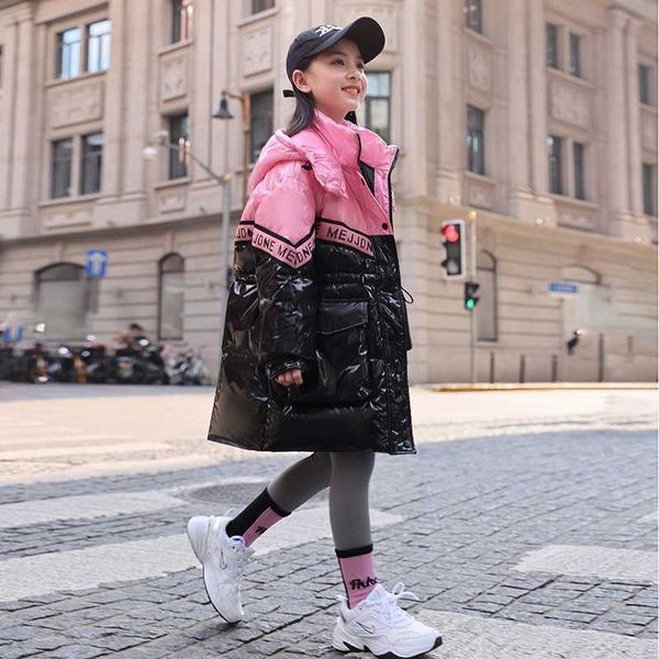 

down coat -25 degrees winter children's down jacket girls warm hooded waterproof thick coat boys blue cold-proof duck down jacket hkd23, Blue;gray