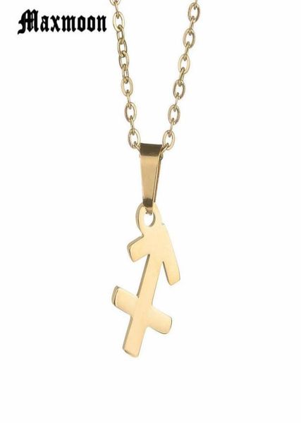 

pendant necklaces maxmoon zodiac jewelry sagittarius pendants stainless steel necklace for men women1290432, Silver