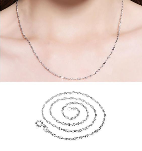 

925 sterling silver smooth water wave chains women luxury choker necklaces fashion jewelry in bulk size 16 18 20 inches6257376