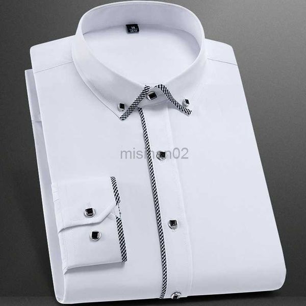 

men's casual shirts new fashion stand collar long sleeve slim fit soft comfortable social dress shirts men party wedding tuxedo white s, White;black