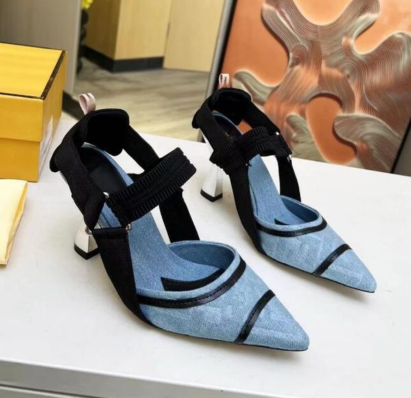 

woman classics canvas high heels summer luxury wedding party slipper fashion designer lady high-quality cusp outdoors beach sandal, Black