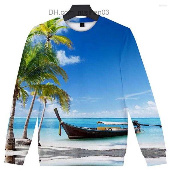 

men's hoodies sweatshirts men's hoodies beach shell men / women kpop 2023 capless sweatshirt ocean sky beautiful seaside view hood, Black