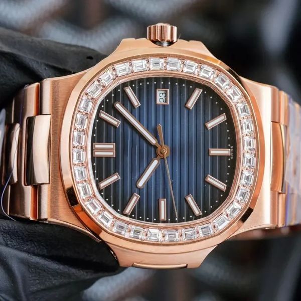 

u1 grade aaa classic high-end quality watch business fashion selling luxury diamond stainless steel sports watch automatic mechanical nautil, Slivery;golden