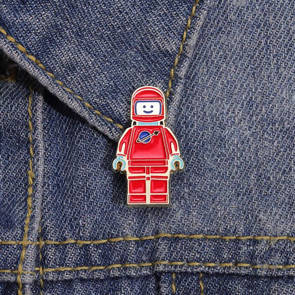 

astronaut enamel pins custom cosmonaut spaceman brooches lapel badges cartoon game character jewelry gift for kids friends, Blue