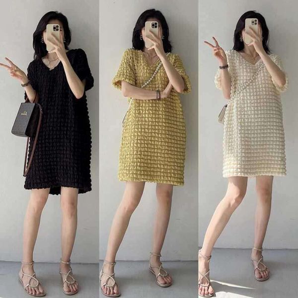 

dress women waffles v neck short sleeved small medium long skinny l sized, Black;gray