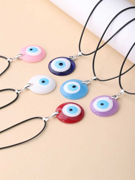 

women's accessories 6-8pcs/set evil eye charm necklace, Silver