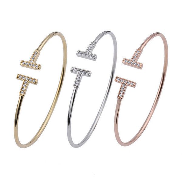 

steel plated silver jewelry t-shaped fashion bracelet open bracelet personalized fashion design sense, Golden;silver