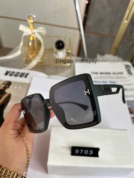 

h letter mirror bright pink starry sky premium large frame sunglasses women's ins street swide edge black polarizer 9abw, White;black