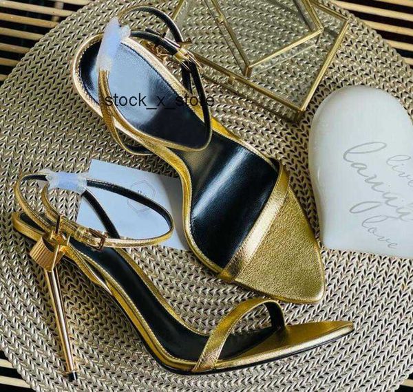 

tom-fords woman sandal queen sandal padlock sandals high-heeled luxury designer high-heeled naked pumps summer shoes pointy toe, Black