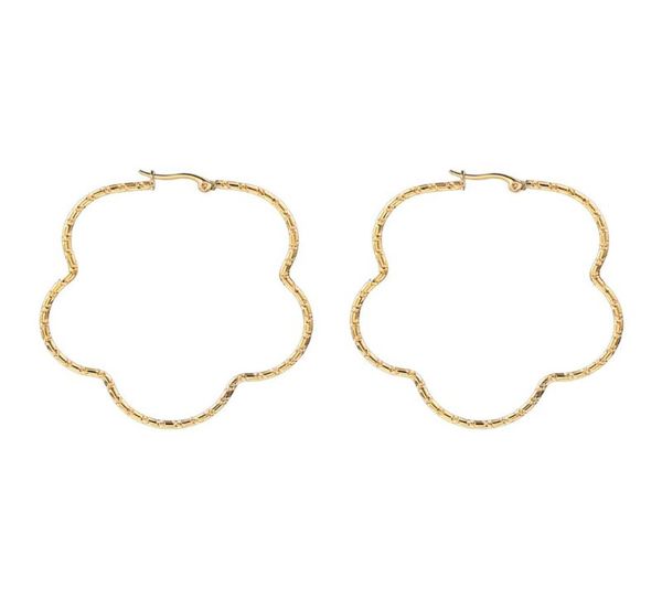 

hoop earrings fashion flower titanium steel jewelry for woman gift drop huggie1586264, Golden;silver