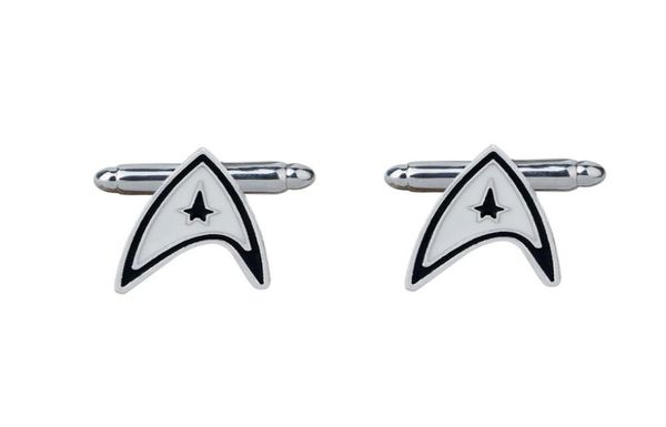 

white and black star trek ensign badge wars cufflinks for men6557501, Silver