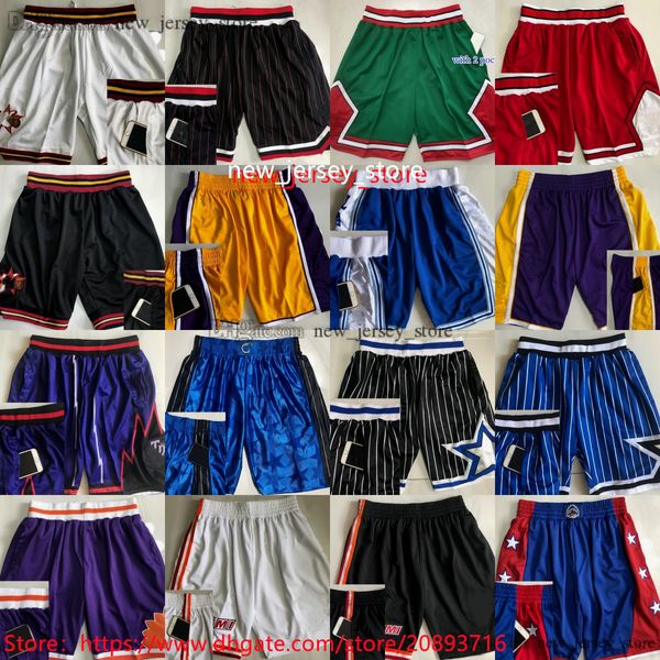 

authentic stitch mitchell and ness basketball shorts with pockets retro double embroidered pocket short breathable gym training beach pants, Black
