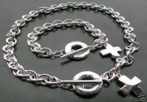 

whole retail lowest christmas gift 925 silver necklacebracelet set s1298804452