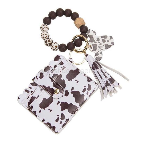 

totes cow print beaded wristwatch silicone beaded bracelet keychain accessories boho gift cow lover gift women's wallet 2023 new design