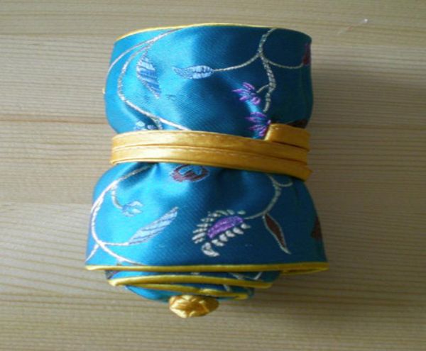 

refinement real silk brocade jewelry roll up bag travel storage chinese style multi ring pouch for gift wedding birthday 5pcslot8479204, Pink;blue