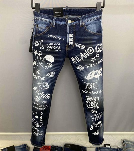 

2022 new arrivals d2 mens luxury designer denim039039dsq2039039jeans holes trousers dsquare jeans coolguy biker pants 3019832, Blue