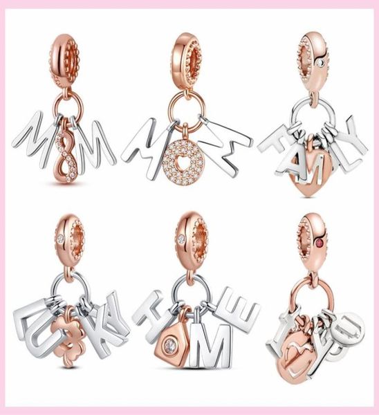 

925 silver fit p charm 925 bracelet lucky family home charm mom charms set pendant diy fine beads jewelry1058656, Bronze;silver
