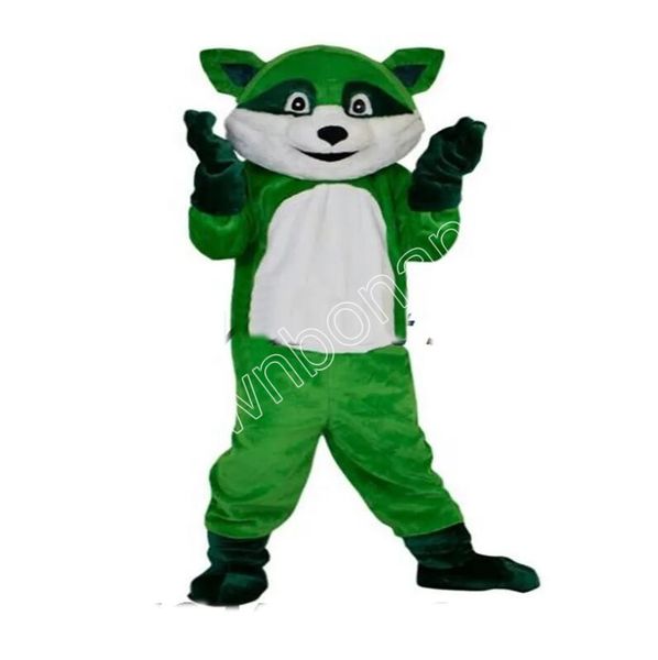 

green raccoon mascot costume cartoon set birthday party role-playing size carnival christmas gift, Red;yellow